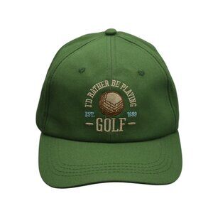 Id Rather Be Playing Golf Green Mens Cap Adjustable One Size Fits Most Cotton
